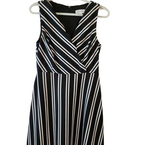 Elle Black and White Striped Midi Dress